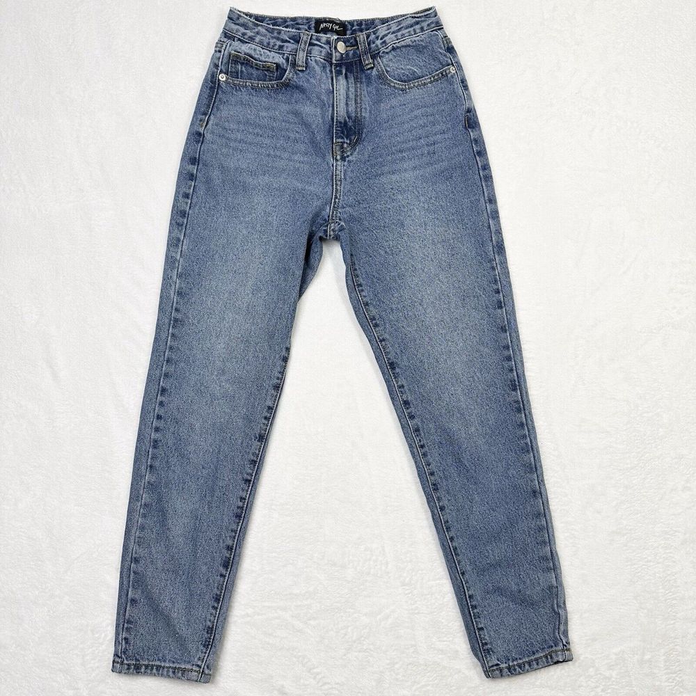 Nasty Gal Jeans Womens 2 Tapered High‎ Waist Mom Medium Wash Blue Denim 24x26.5